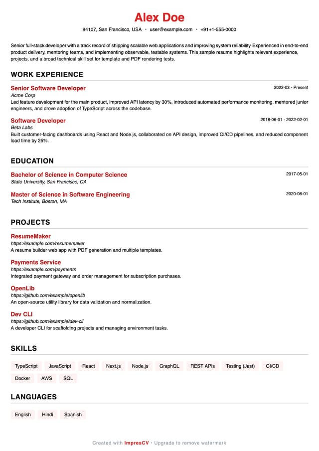 Resume Preview