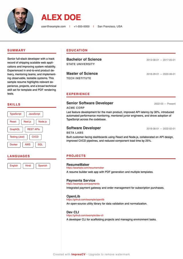 Resume Preview